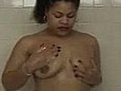 Overweight gazoo playgirl gets in the shower and sets up her cam to film herself getting cleaned up. She soaps up her thick body, paying particular attention to the huge tits and obese snatch and making sure they are spotless!