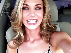 This sexy playgirl entered a sexshop and found a worthy vibrator. She doesn't waste time and begins playing with her cunt using her new toy in the car. Look at that cunt, will she receive the real thing after playing and getting wet? Is a guy going to fill her twat with his cock and maybe with some sexy semen?